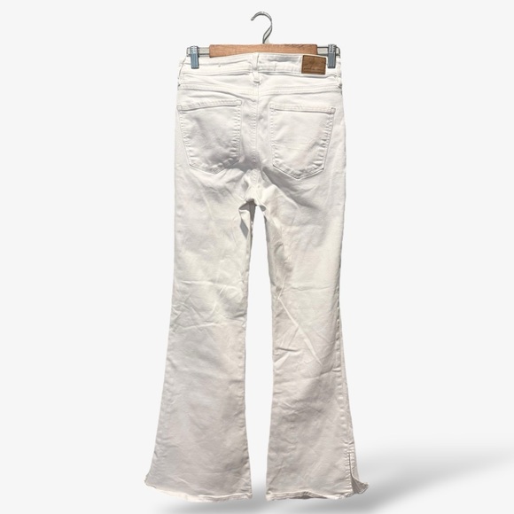American Eagle Super Hi-Rise Flare Jeans White Split Hem Denim Size 4 - Picture 10 of 11